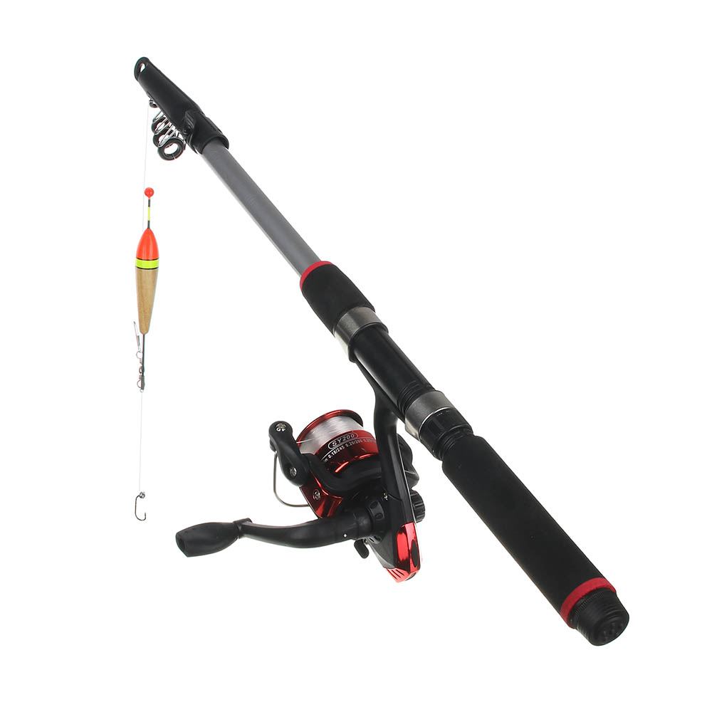 Vara de pesca telescópica com carretel